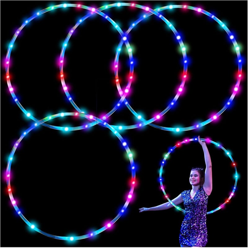 SONSA 4Pack LED Hoop Dance Exercise Light Up Hoop for Kids Adults Children, 36in24in Fitness Equipment Weight Loss Auto Color Changing Strobe Glow Light - Image 1